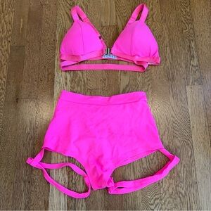 Lunalae Follow me bra & Lure you shorts sz US 4 hot pink Pole dance wear